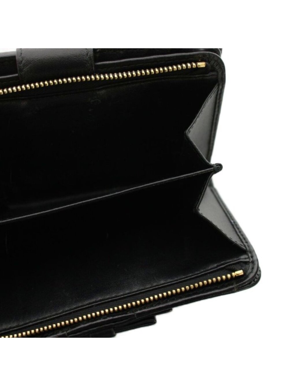 Prada Bifold Wallet Compact Leather Ribbon Motif Black YM - Picture 5 of 9